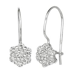 Orecchini a fiore con diamante naturale da 0,75 carati G SI in oro bianco 14K