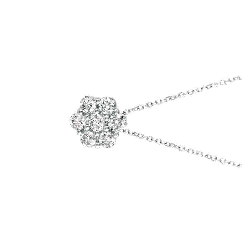 0.75 Carat Natural Diamond Flower Necklace 14K White Gold G SI 18 inches chain

100% Natural Diamonds, Not Enhanced in any way Round Cut Diamond Necklace
0.75CT
G-H
SI
14K White Gold Prong style 1.80 gram
5/16 inches in height, 5/16 inches in