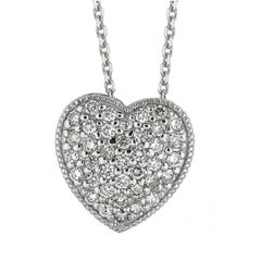 0.75 Carat Natural Diamond Heart Necklace G SI 14K White Gold Chain
