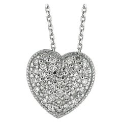 Collana con cuore di diamanti naturali da 0,75 carati G SI Catena in oro bianco 14K