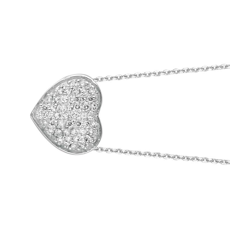 0.75 Carat Natural Diamond Heart Necklace 14K White Gold G SI 18 inches chain

100% Natural Diamonds, Not Enhanced in any way Round Cut Diamond Necklace
0.75CT
G-H
SI
9/16 inch in height, 5/8 inch in width
14K White Gold Pave style 4.4 grams
47