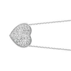 0.75 Carat Natural Diamond Heart Necklace Pendant 14 Karat White Gold G SI