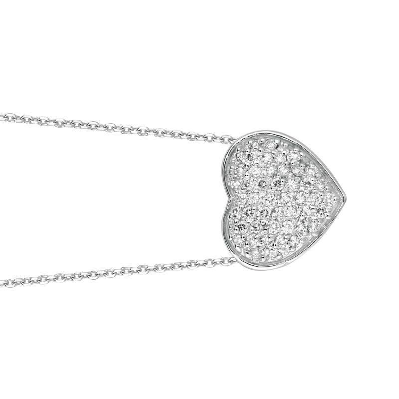Contemporary  0.75 Carat Natural Diamond Heart Necklace Pendant 14 Karat White Gold G SI For Sale