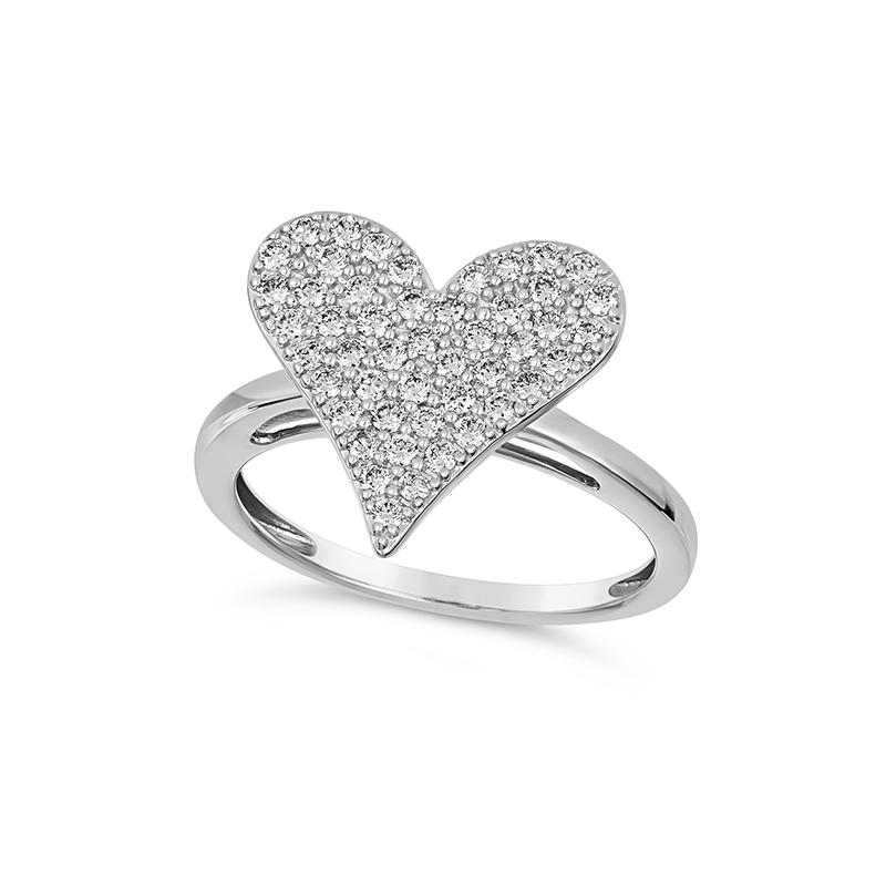 For Sale:  0.75 Carat Natural Diamond Heart Ring Band G SI 14K White Gold 2