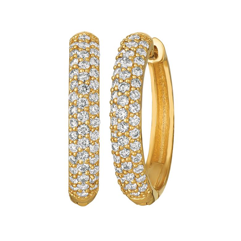 Taille ronde Créoles à charnières en or blanc 14 carats avec diamants naturels de 0,75 carat G SI en vente