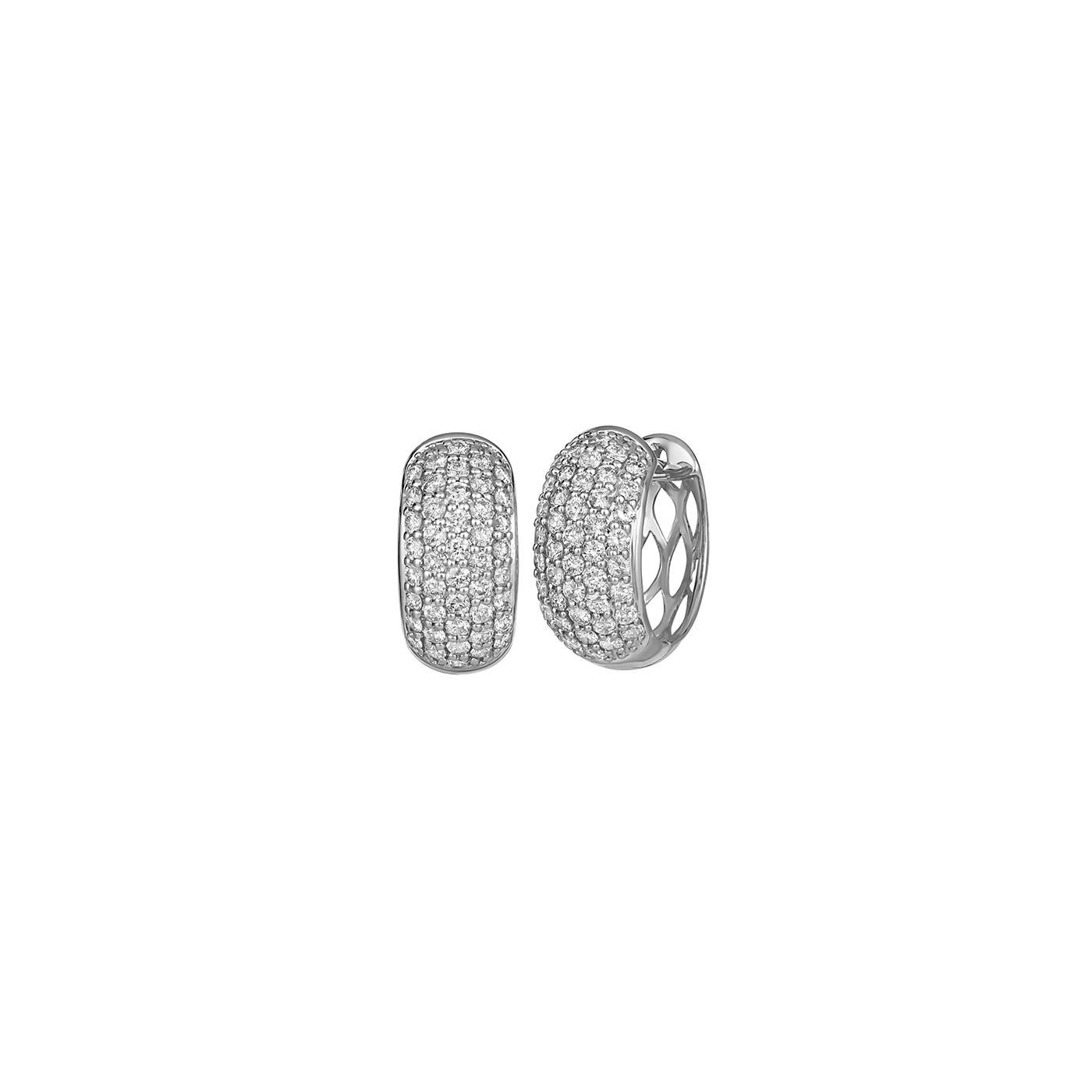 Round Cut  0.75 Carat Natural Diamond Huggie Hoop Earrings G SI 14K White Gold For Sale