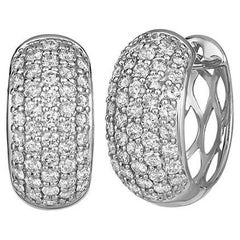  0.75 Carat Natural Diamond Huggie Hoop Earrings G SI 14K White Gold