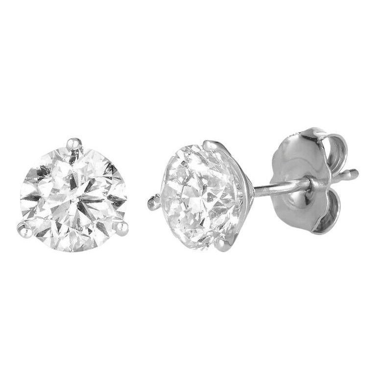Orecchini con diamante naturale Martini a 3 punte da 0,75 carati G SI in oro bianco 14K in vendita