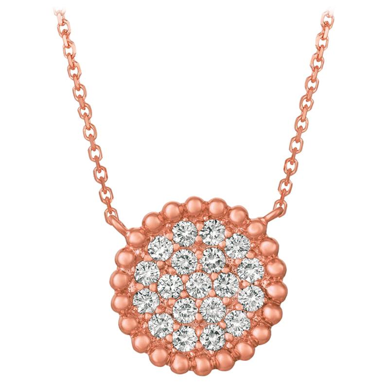 0.75 Carat Natural Diamond Necklace 14 Karat Rose Gold G SI Bubble Collection For Sale
