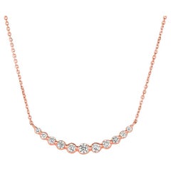 0.75 Carat Natural Diamond Necklace 14 Karat Rose Gold G SI Chain