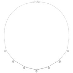 Collier en or blanc 14 carats avec chaîne G SI à 7 pierres et diamants naturels de 0,75 carat