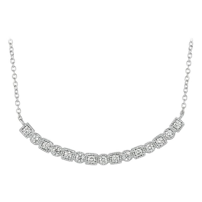 0.75 Carat Natural Diamond Necklace 14 Karat White Gold G SI Chain For Sale