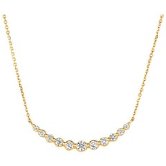 0.75 Carat Natural Diamond Necklace 14 Karat Yellow Gold G SI Chain