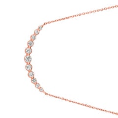 0.75 Carat Natural Diamond Necklace 14 Karat Rose Gold G SI Chain