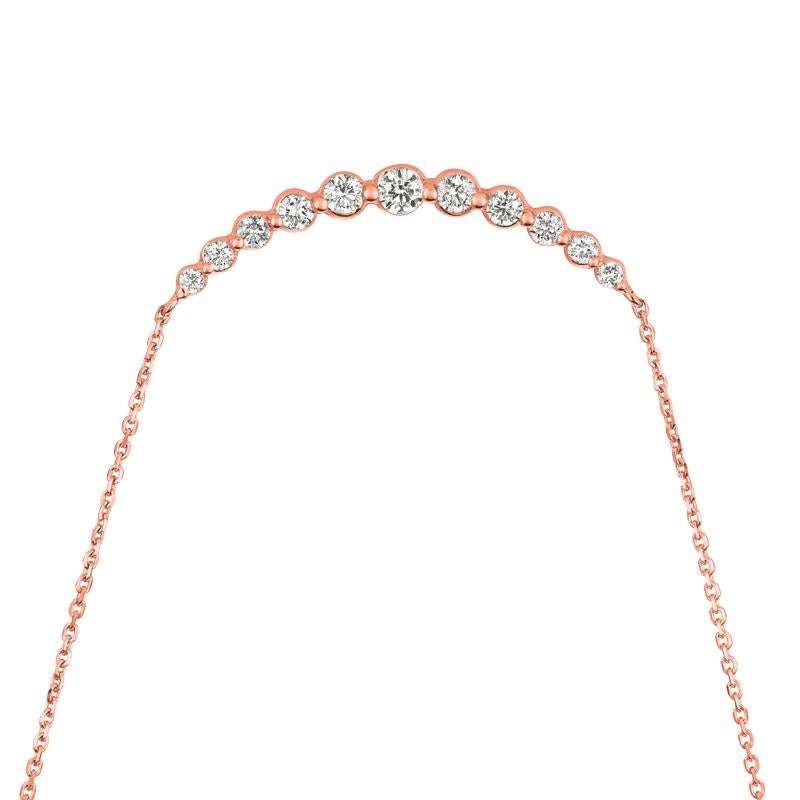 Contemporary 0.75 Carat Natural Diamond Necklace 14 Karat Rose Gold G SI Chain For Sale