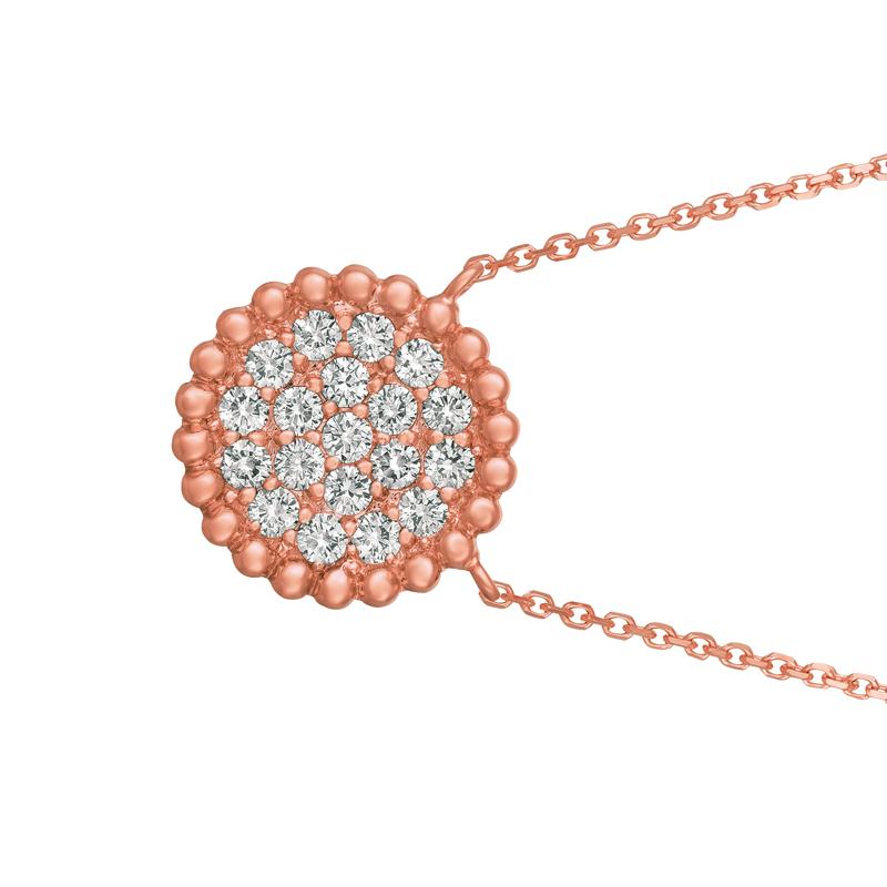 0.75 Carat Natural Diamond Necklace 14K Rose Gold

100% Natural Diamonds, Not Enhanced in any way Round Cut Diamond Necklace with 18'' chain
0.75CT
G-H
SI
14K Rose Gold Pave style 3.4 gram
9/16 inch in height, 9/16 inch in width
19