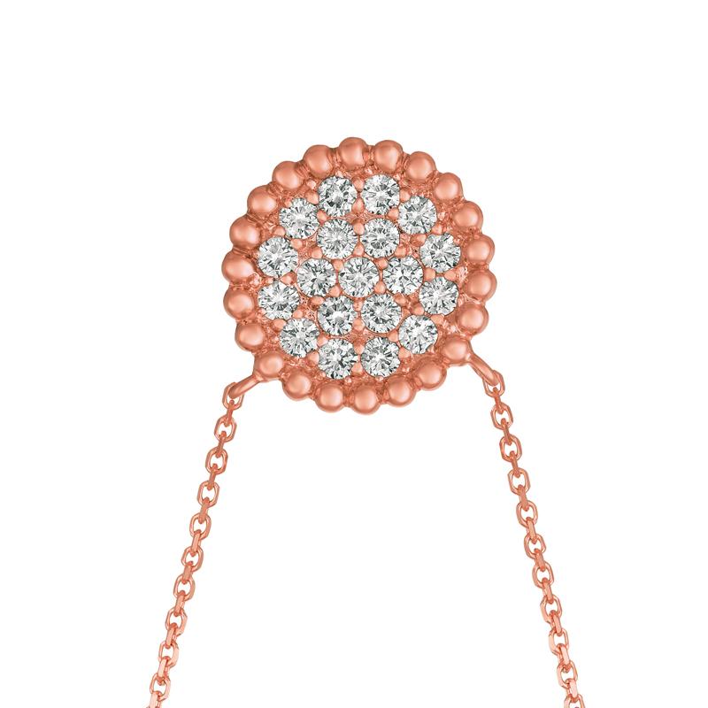 Contemporary 0.75 Carat Natural Diamond Necklace 14 Karat Rose Gold G SI Bubble Collection For Sale