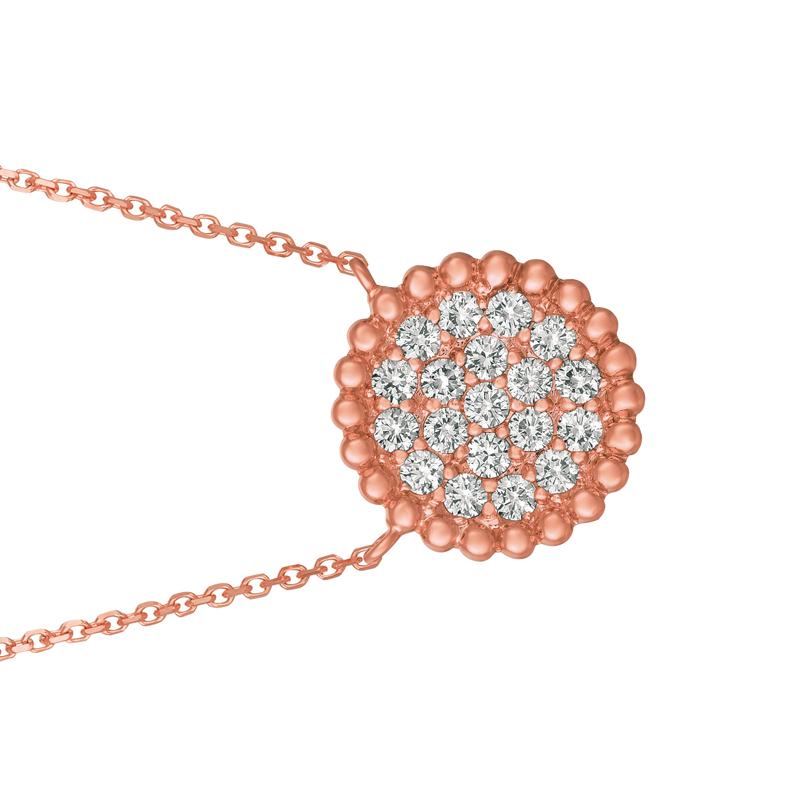 Rose Cut 0.75 Carat Natural Diamond Necklace 14 Karat Rose Gold G SI Bubble Collection For Sale