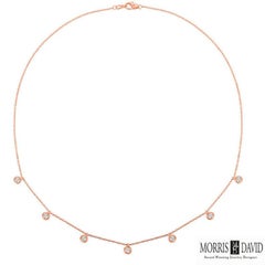 0.75 Carat Natural Diamond Necklace 14 Karat White Gold G SI Chain 7 Stones