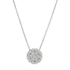 0.75 Carat Natural Diamond Necklace 14K White Gold G SI Chain
