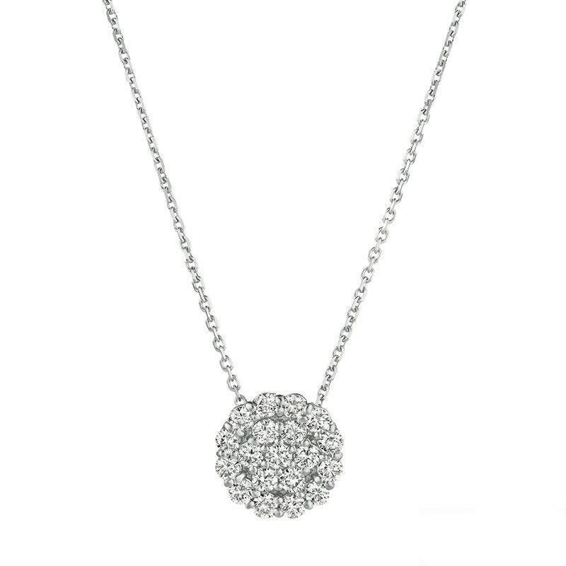 Contemporary 0.75 Carat Natural Diamond Necklace 14K White Gold G SI Chain For Sale