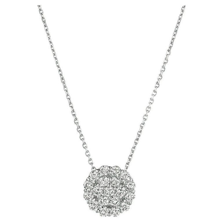 0.75 Carat Natural Diamond Necklace 14K White Gold G SI Chain For Sale at 1stDibs