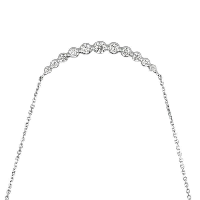 Contemporary 0.75 Carat Natural Diamond Necklace 14 Karat White Gold G SI Chain For Sale