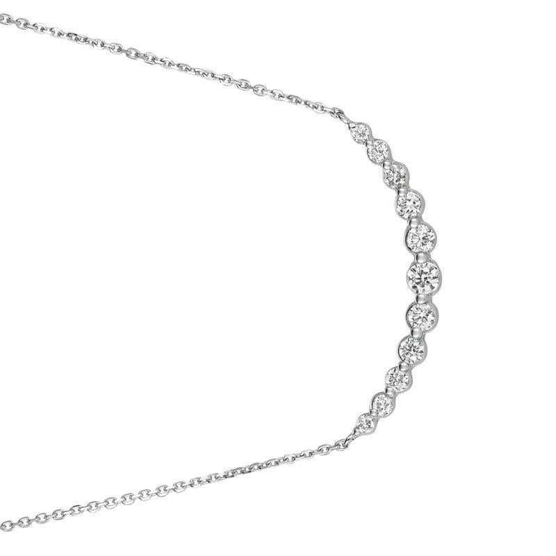 Round Cut 0.75 Carat Natural Diamond Necklace 14 Karat White Gold G SI Chain For Sale