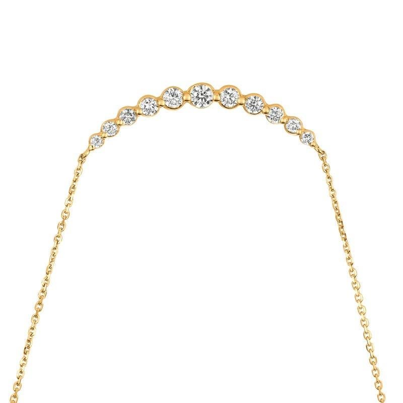 Contemporary 0.75 Carat Natural Diamond Necklace 14 Karat Yellow Gold G SI Chain For Sale
