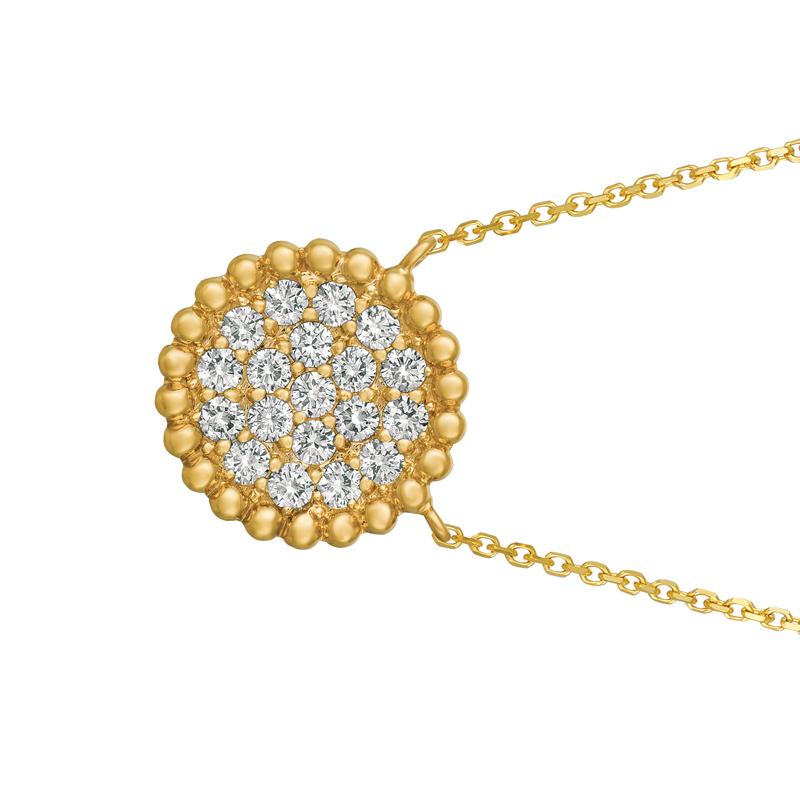 0.75 Carat Natural Diamond Necklace 14K Yellow Gold

100% Natural Diamonds, Not Enhanced in any way Round Cut Diamond Necklace with 18'' chain
0.75CT
G-H
SI
14K Yellow Gold Pave style 3.4 gram
9/16 inch in height, 9/16 inch in width
19