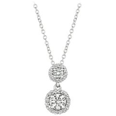 0.75 Carat Natural Diamond Necklace Pendant 14 Karat White Gold Chain