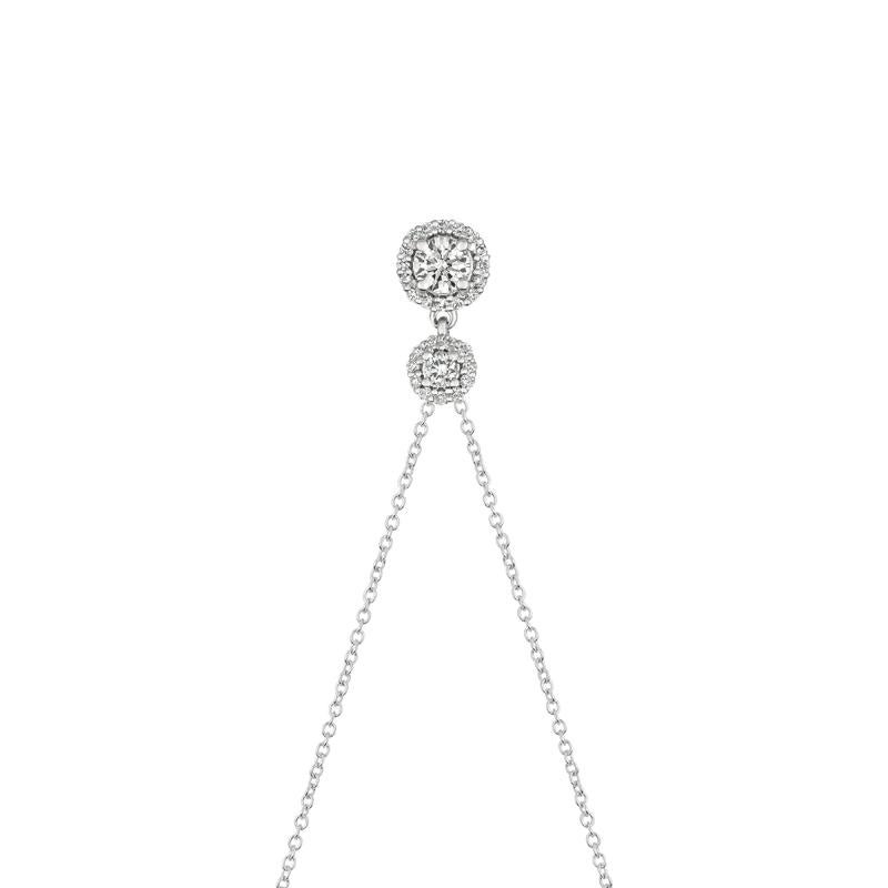 Contemporary 0.75 Carat Natural Diamond Necklace Pendant 14 Karat White Gold Chain For Sale