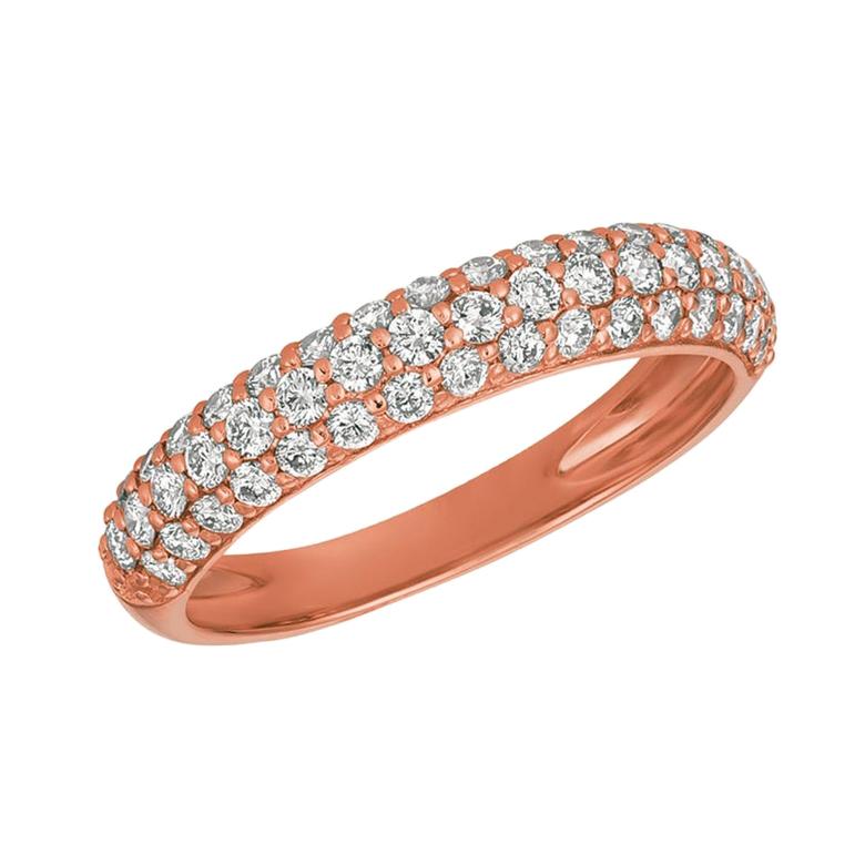0.75 Carat Natural Diamond Ring Band G SI 14 Karat Rose Gold
