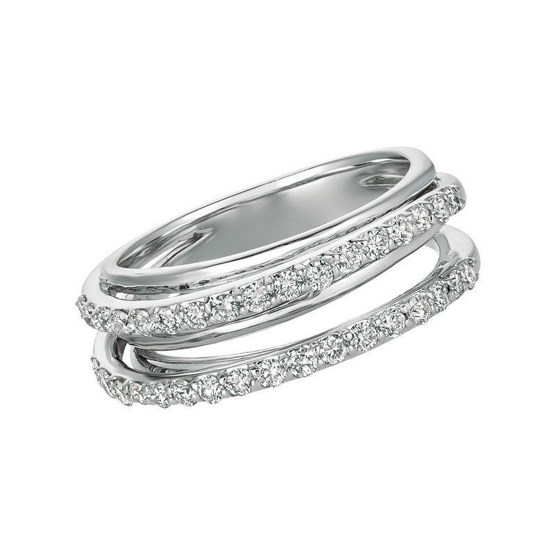 For Sale:  0.75 Carat Natural Diamond Ring Band G SI 14 Karat White Gold 3