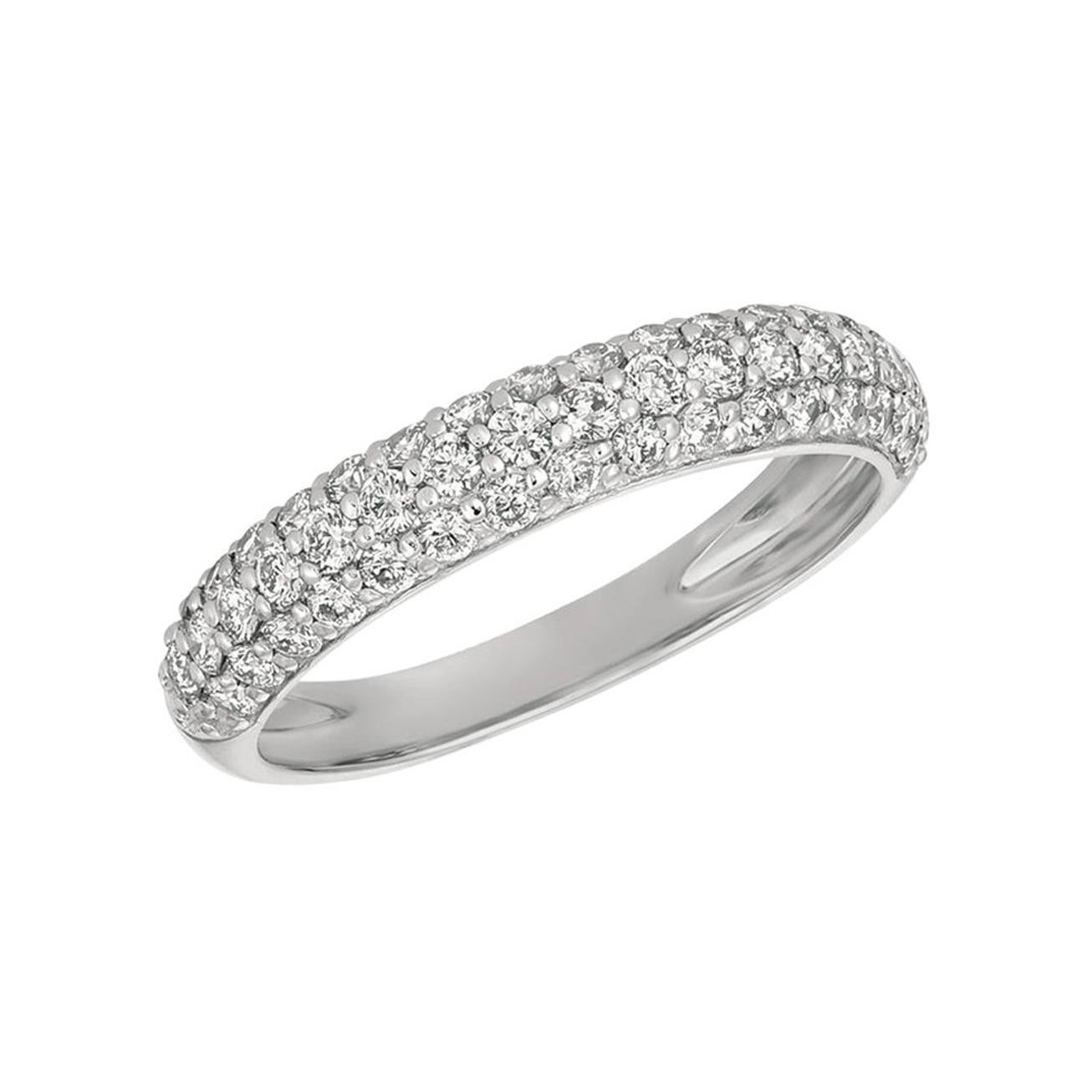 For Sale:  0.75 Carat Natural Diamond Ring Band G SI 14 Karat White Gold