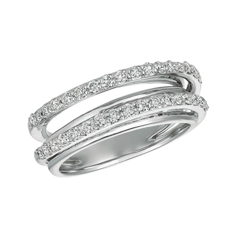 For Sale:  0.75 Carat Natural Diamond Ring Band G SI 14 Karat White Gold