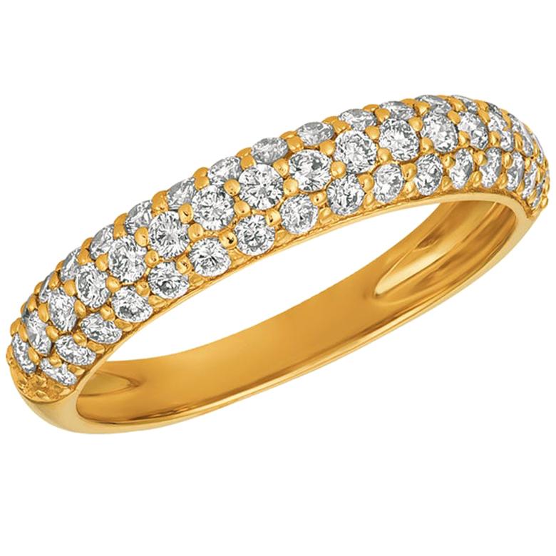 0.75 Carat Natural Diamond Ring Band G SI 14 Karat Yellow Gold For Sale
