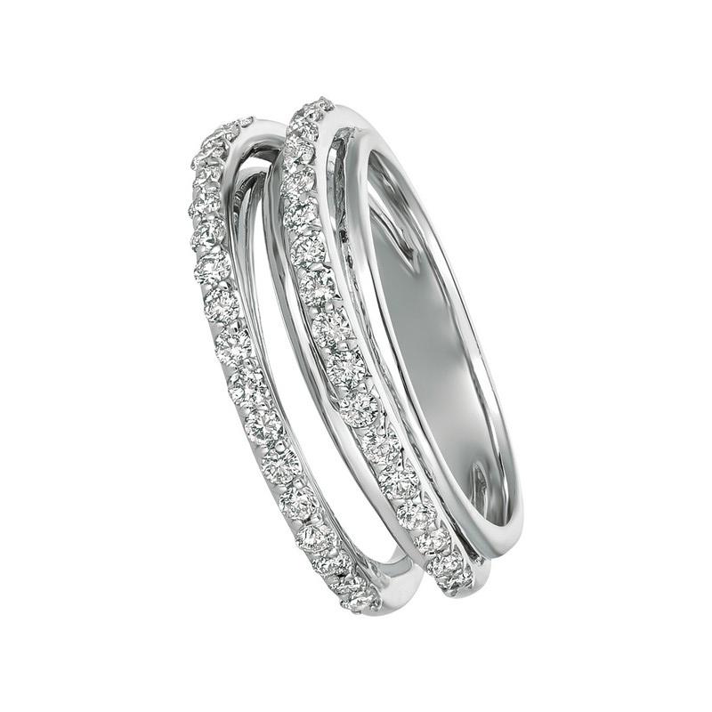 Taille ronde Bague G SI en or blanc 14 carats avec diamant naturel de 0,75 carat en vente