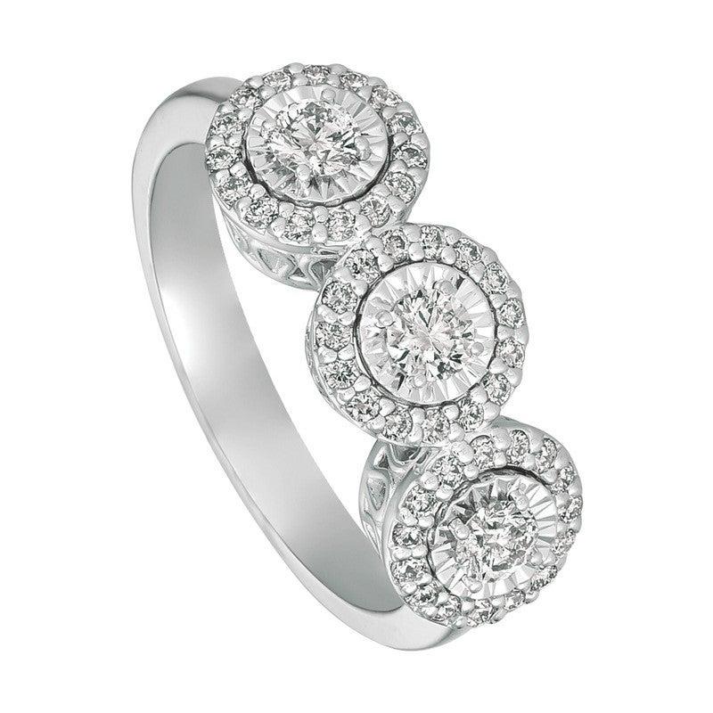 For Sale:  0.75 Carat Natural Diamond Ring G-H SI Set in 14 Karat White Gold 2