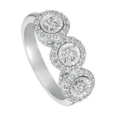 0.75 Carat Natural Diamond Ring G-H SI Set in 14 Karat White Gold