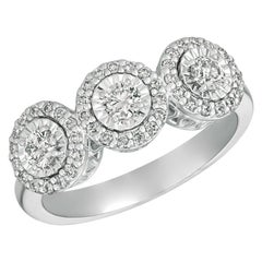 0.75 Carat Natural Diamond Ring G-H SI Set in 14 Karat White Gold