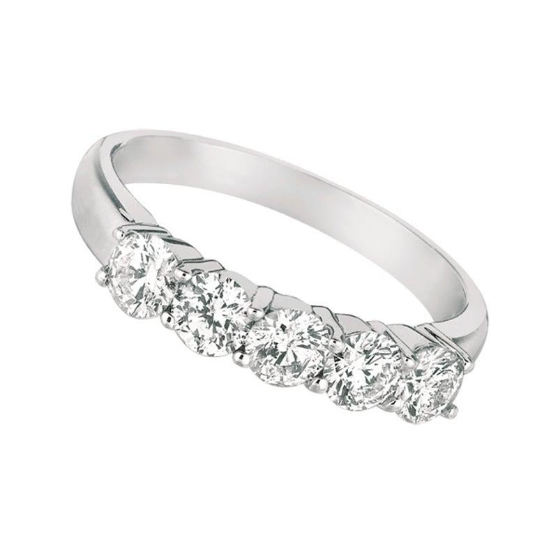 For Sale:  0.75 Carat Natural Diamond Ring G SI 14 Karat White Gold 5 Stones 3