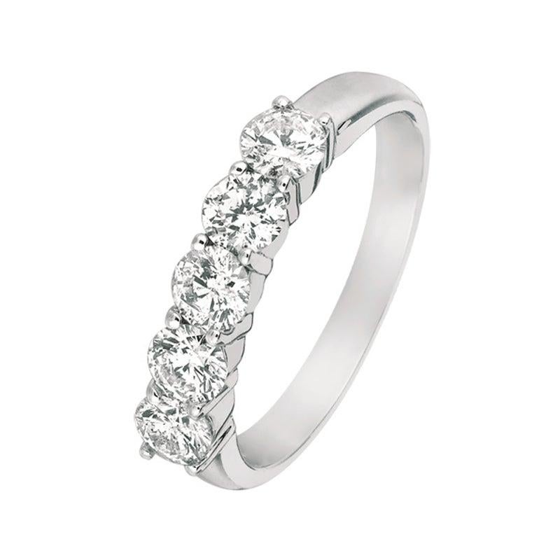For Sale:  0.75 Carat Natural Diamond Ring G SI 14 Karat White Gold 5 Stones 4
