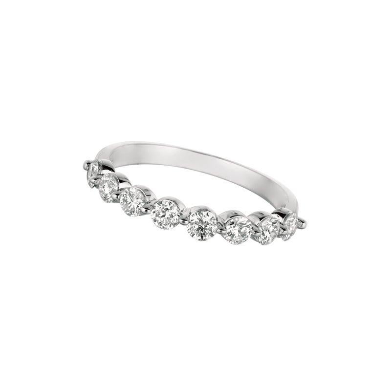 For Sale:  0.75 Carat Natural Diamond Ring G SI 14 Karat White Gold 8 Stones 4