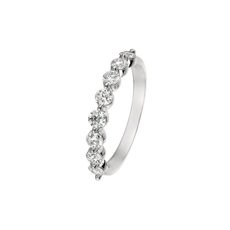 For Sale:  0.75 Carat Natural Diamond Ring G SI 14 Karat White Gold 8 Stones 5