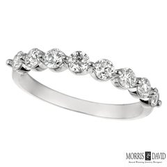 0.75 Carat Natural Diamond Ring G SI 14 Karat White Gold 8 Stones