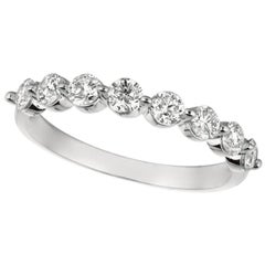 0,75 Quilates Anillo Diamante Natural G SI 14 Quilates Oro Blanco 8 Piedras
