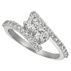 0,75 Quilates Anillo Diamante Natural G SI Oro Blanco 14 Kilates