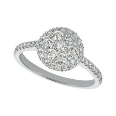 Bague en or blanc 14 carats avec diamants naturels de 0,75 carat G SI