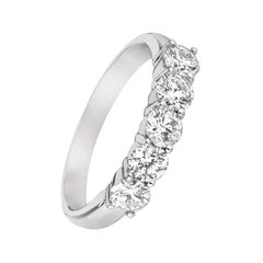 0.75 Carat Natural Diamond Ring G SI 14 Karat White Gold 5 Stones